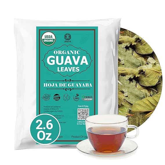 Akshit Organic Dried Guava Leaves Herbal Tea, Caffeine Free, Non-GMO, Vegan, Gluten-Free, 2.6oz, Pack of 1