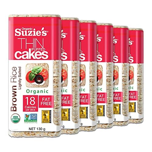 SUZIES Organic Brown Rice Cake Thins, Low Sodium, Gluten-Free, 6 Pack, 4.9 Ounce