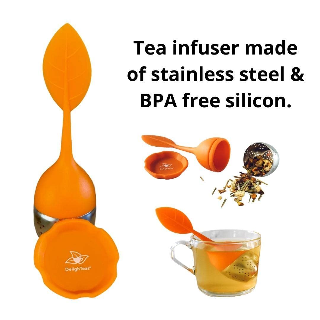 DelighTeas Organic Turmeric Ginger Tea - Loose Leaf Herbal Blend, 6oz, Non-GMO, Caffeine Free, 75 Servings, with BPA-Free Infuser