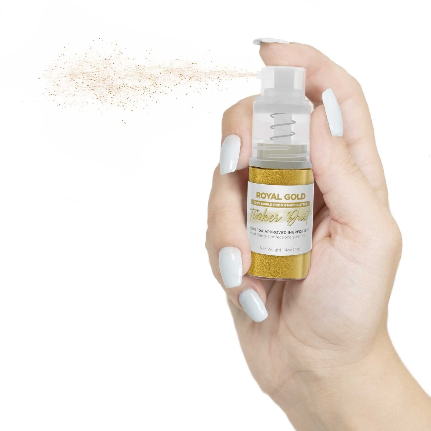 Tinker Dust - Royal Gold (4G 1X Mini Pump) Edible Glitter For Desserts, Beverages, Cupcakes, Cake Pops And Cookies By Bakell
