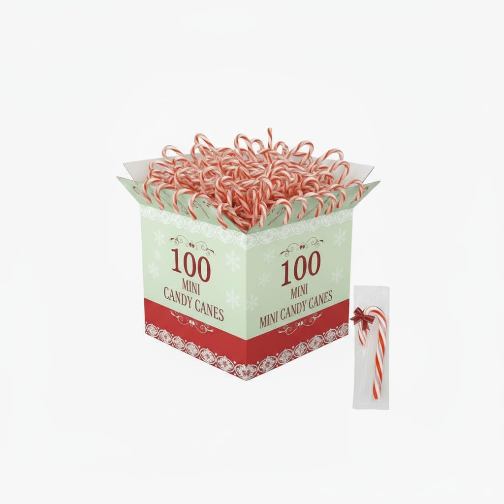 Mini Candy Canes Peppermint, Red and White, Individually Wrapped, 2 Inches each (100 Count)
