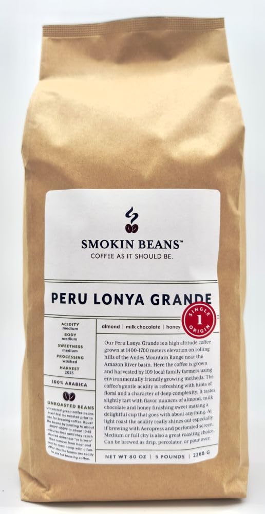 Smokin Beans Unroasted Green Arabica Coffee Beans, 5-Pound (80 Ounce) Fresh Current Crop, Roast at Home