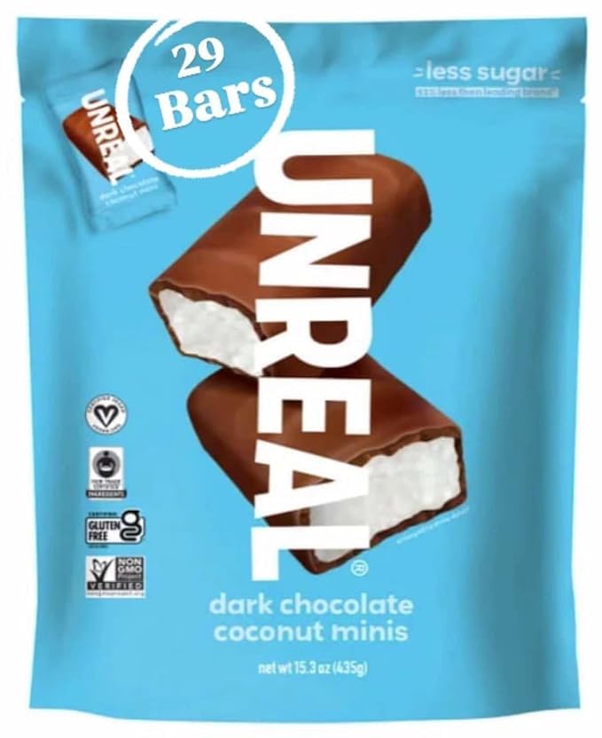 Generic Unreal Dark Chocolate Coconut Minis - 29 Bars, 15.3 oz, Mini Size