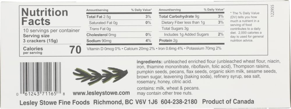Raincoast Crisps, Rosemary Raisin Pecan Crisps, 5.3 Ounce
