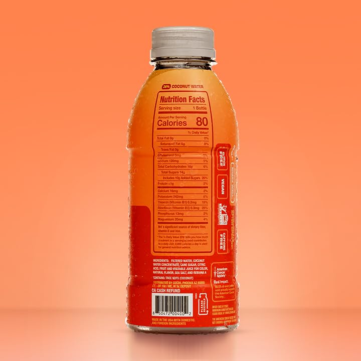 Coco5 Clean Sports Hydration Orange Flavor | 100% Natural | 50% Less Sugar | Nothing Artificial | Non-GMO | Gluten Free | Develo