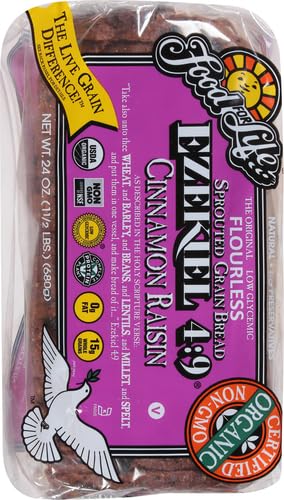 Food For Life Flourless Sprouted Grain Bread, Cinnamon Raisin, 24 oz (Frozen)