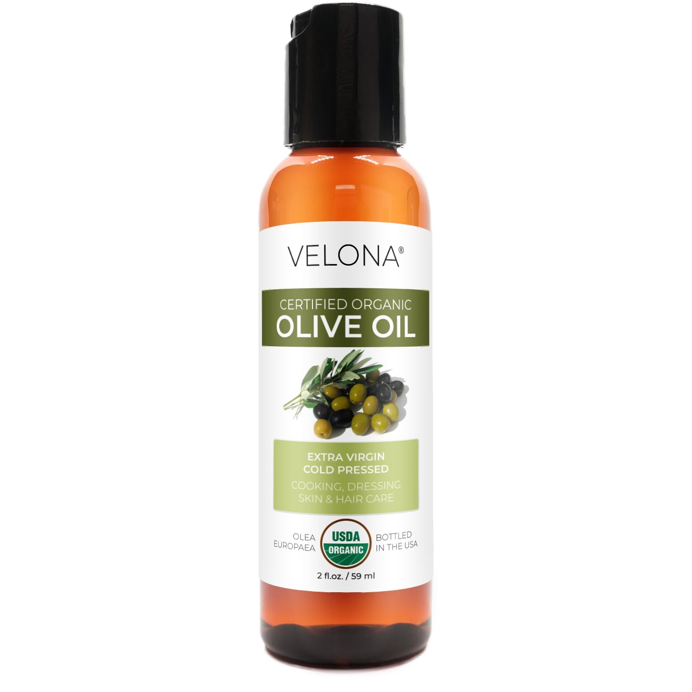 Velona Usda Certified Organic Olive Oil - 2 Fl Oz | 100% Pure And Natural Carrier Oil | Extra Virgin, Unrefined, Cold Pressed