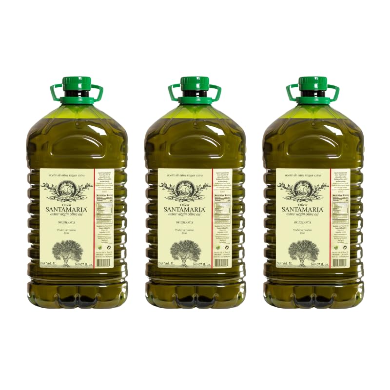Olivar Santamaria Extra Virgin Olive Oil Hojiblanca 169.07 Fl Oz (5 Liter) Green