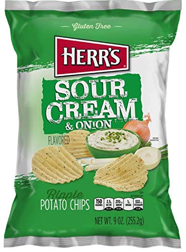 Herrs - Sour Cream and Onion Potato Chips, Pack of 9 bags
