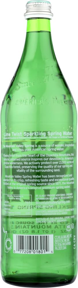 The Mountain Valley Lime Sparkling Spring Water, 1 Liter -- 12 Per Case