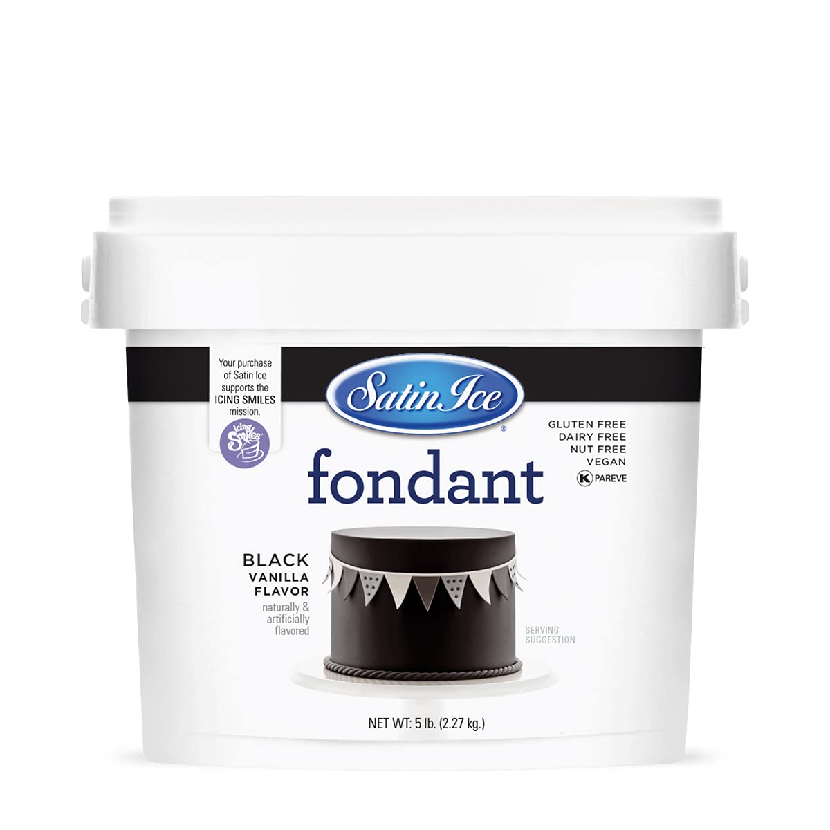 Satin Ice Black Fondant, Vanilla, 5 lb, Other Material, Model 10023