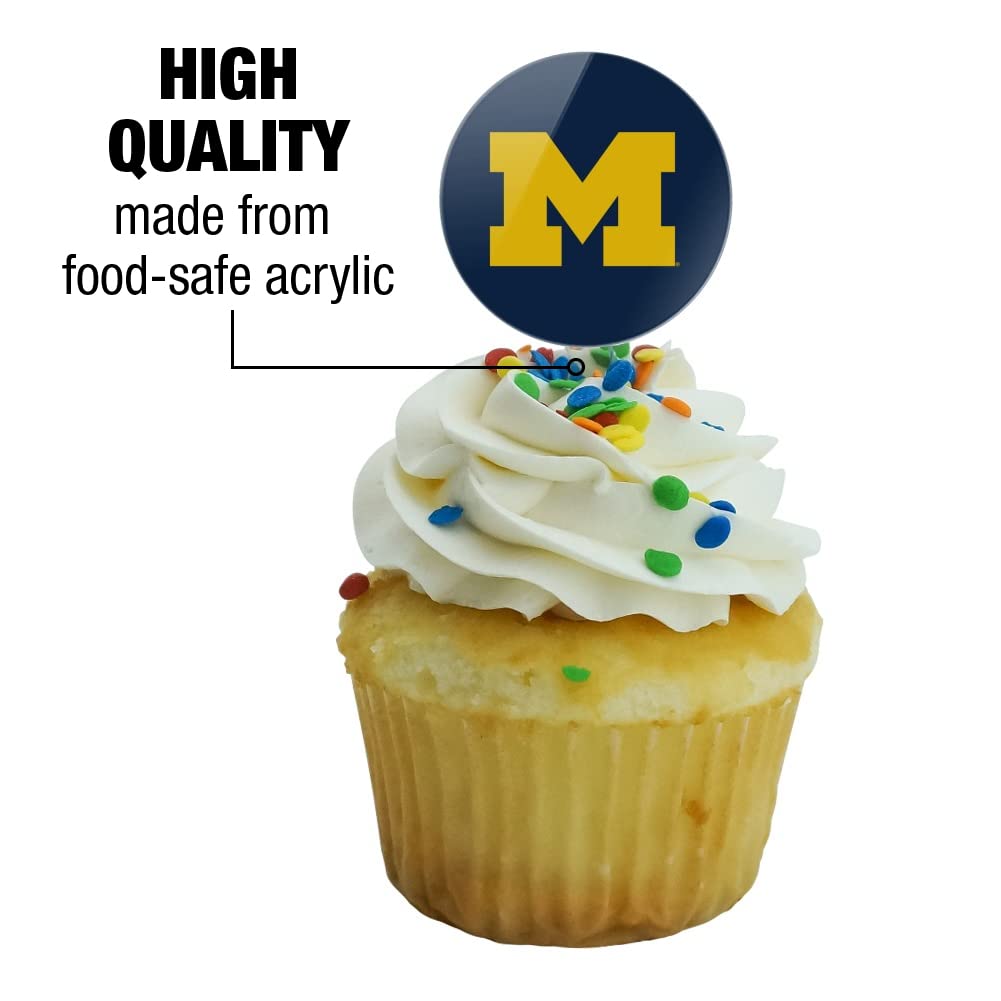 University Of Michigan Primary Logo Cupcake Picks Toppers Decoration Set Of 6