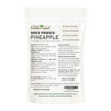 Pineapple Powder 2.47 Oz (70G) Vietfarmfood: Freeze-Dried Extracted From 100% Pure, Sugar-Free. Used To Mix Mixed Drinks Fresh F
