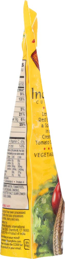 Tasty Bite Hot & Spicy Madras Lentils, Natural, 10 Oz, Pack Of 6