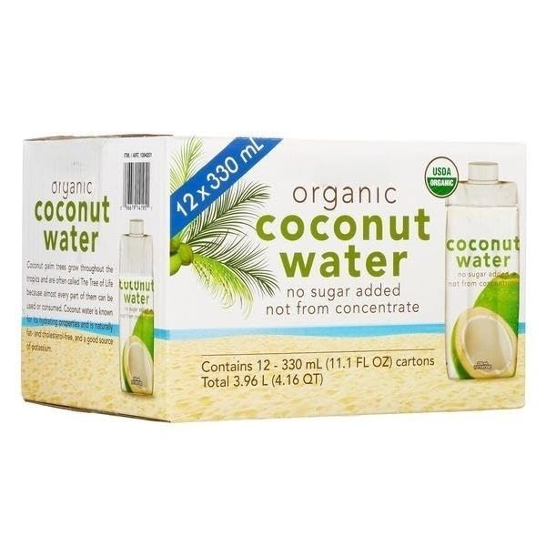 Organic Coconut Water, Kosher; USDA Organic; No Sugar Added; Not from Concentrate; 100% Juice, 12-count x 11.1 fl oz .. TOTAL WT