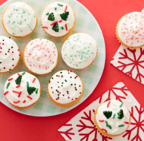 Holiday Sprinkles Set 4 Count 19.3 Oz Different Types in Jar, Cake- Cookies Sprinkles For Christmas-Party, Kosher,Green&White Su