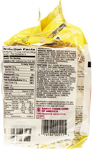 Sapporo Ichiban Ramen Artificially Flavored Tonkotsu, 18.5 Ounce, 30 packs of noodles (5x6).