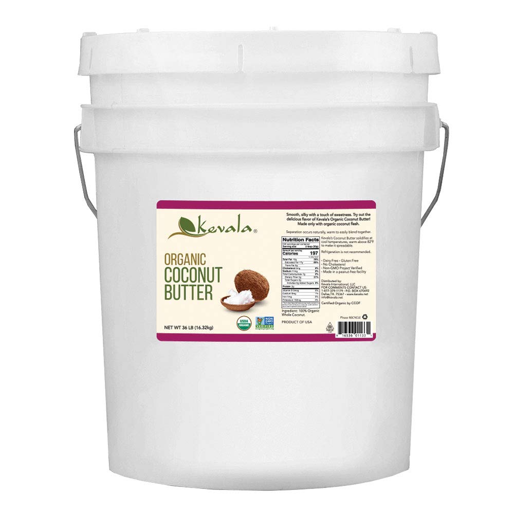 Kevala Organic Coconut Butter - 36 lb - 16.32kg - Organic Raw - Coconut Butter Spread for Eating - Pure - Gluten Free - Dairy Fr
