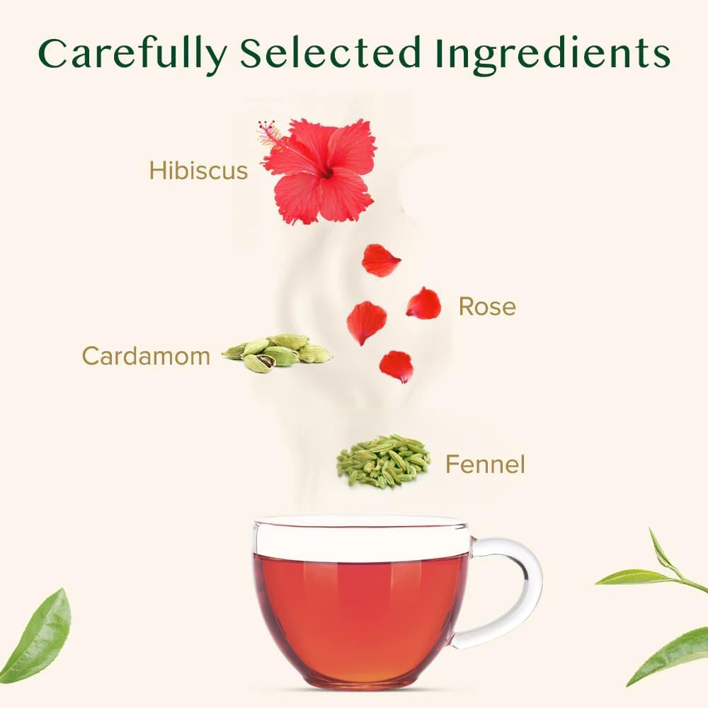 VAHDAM Hibiscus Flowers Herbal Tea Bags, Caffeine Free, Non GMO, Gluten Free, 100 Count, Resealable Ziplock Pouch