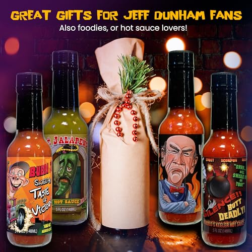 Jeff Dunham - Variety Hot Sauce Pack | Super Hot Sauces from Achmed, Walter, Jose Jalapeno, Bubba J & Peanut - Perfect for Spicy
