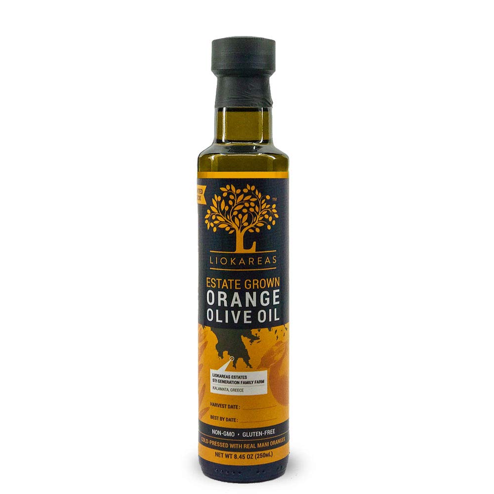 Liokareas Orange Olive Oil - Greek Extra Virgin, Cold Pressed, Organic, 8.45 Fl Oz