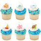 Sea Friends - Hermit Crab, Starfish, Pufferfish, Stingray, And Jellyfish Edible Sugar Cake Toppers, 12 Count