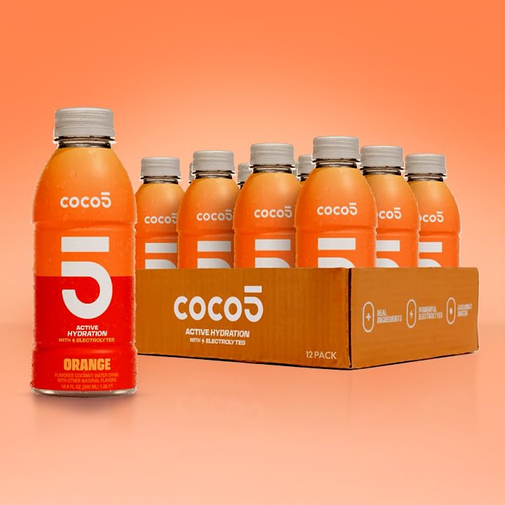 Coco5 Clean Sports Hydration Orange Flavor | 100% Natural | 50% Less Sugar | Nothing Artificial | Non-GMO | Gluten Free | Develo