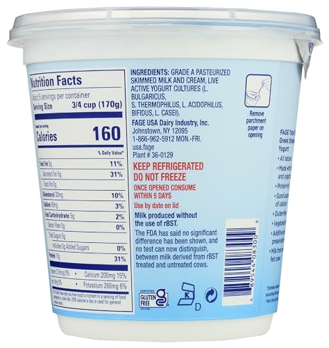 FAGE Total Greek Yogurt, 5% Whole Milk, Plain, 32 oz