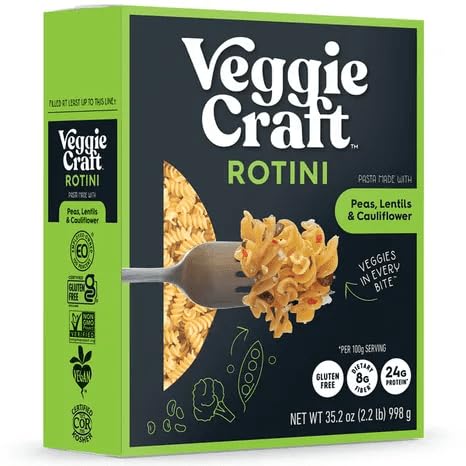 Veggiecraft Farms Rotini Pasta - High Protein, Vegan, Gluten Free - 35.2 oz (Pack of 1)