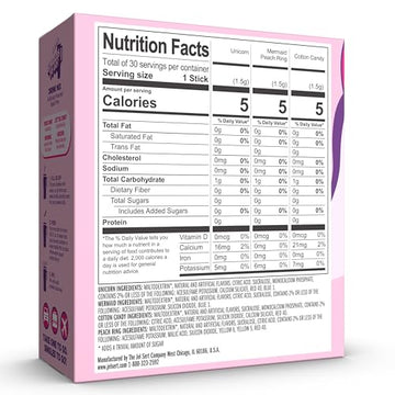 Wylers Light Singles To Go Water Drink Mix, 30 Sticks, V1 Fun Flavors Pack (Cotton Candy, Mermaid, Peach Ring, Unicorn), Sugar F