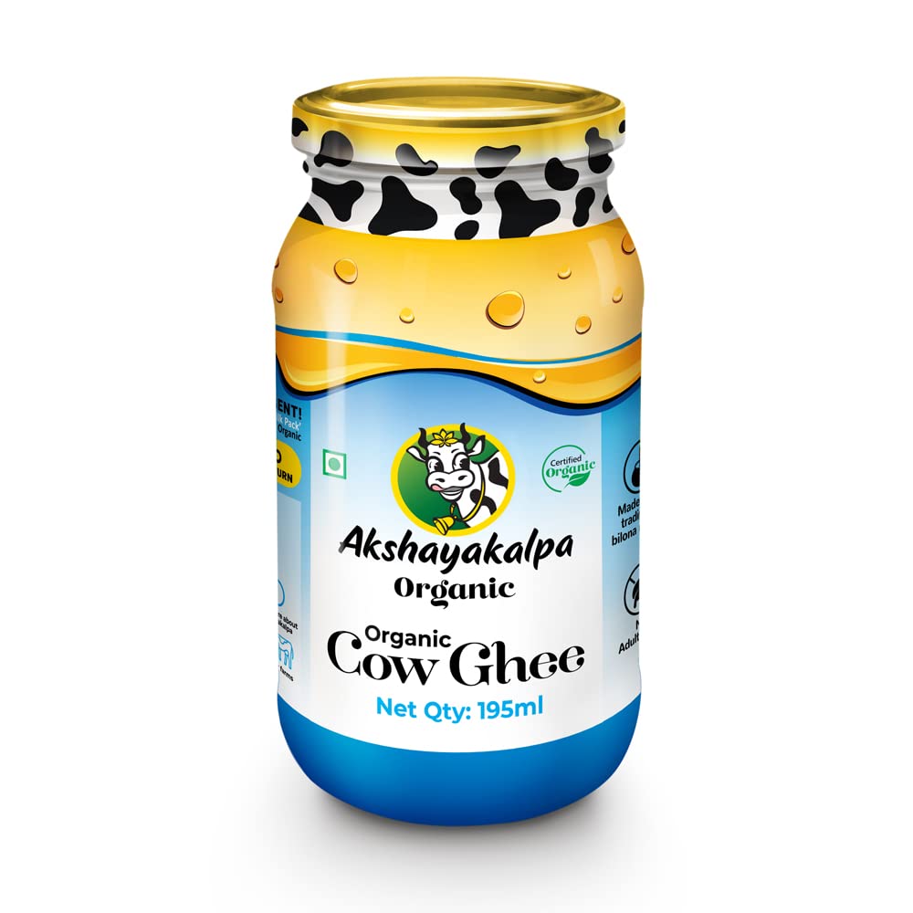Akshayakalpa Organic Cow Ghee -195 ml  Pure organic ghee, traditionally-churned, chemical-free, granular ghee, nutritious by nat