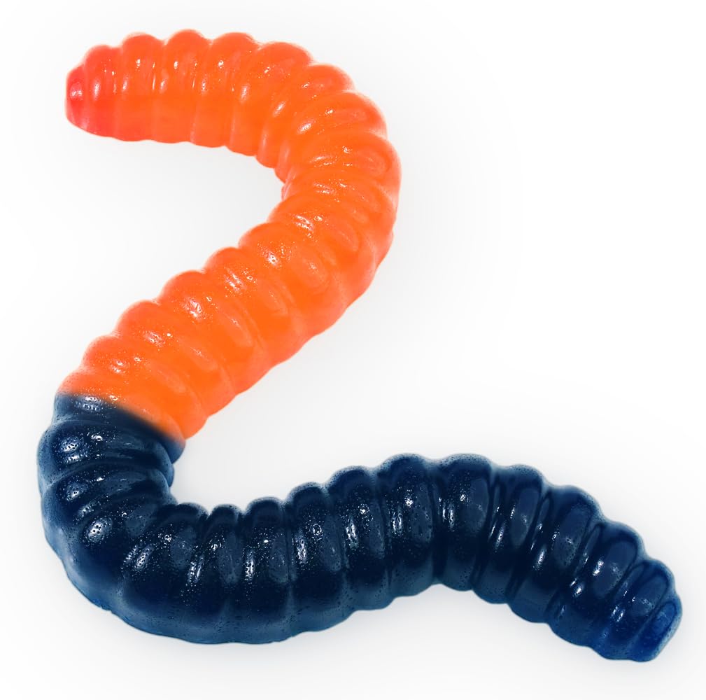 Giant Gummy Worm - Large 2 Pound Gummy Candy with Big Fruity Flavor from GGB Candies (Blue Raspberry/Orange)