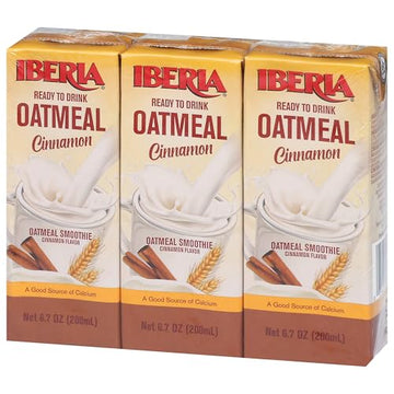 Iberia Oatmeal Drink, Cinnamon Flavor, Ready-to-Drink, 7 Fl Oz, Pack of 24