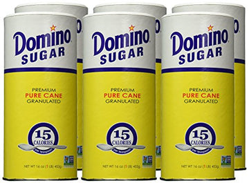 Domino Premium Pure Cane Granulated Sugar With Easy Pour Recloseable Top 16 Oz. (Pack Of 6)