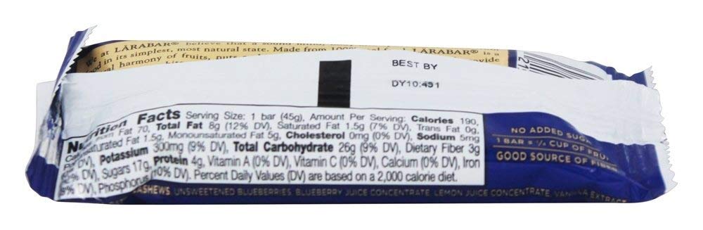 Larabar Blueberry Muffin Fruit & Nut Bar, 1.6 Oz (Pack Of 8)