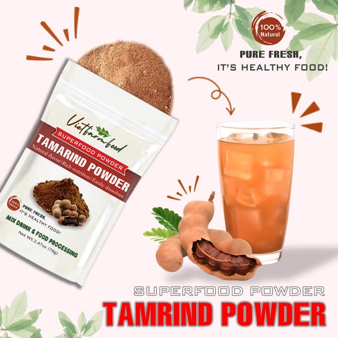 Tamarind Powder 2.47 Oz (70G) Vietfarmfood: Freeze-Dried Extracted From 100% Pure, Sugar-Free. Used To Mix Mixed Drinks Fresh Fr