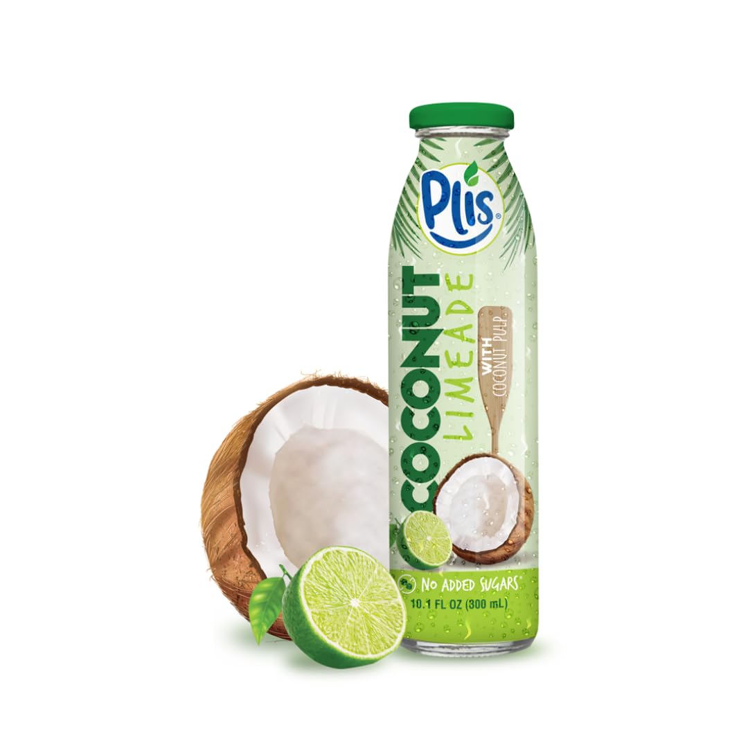 Plis Coconut Limeade W/ Coconut Pulp, No Added Sugars, 10.1 Fl Oz Bottles (Pack Of 12)