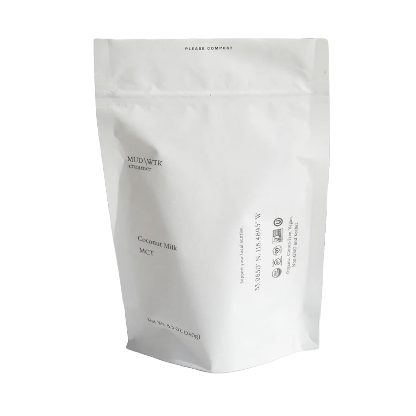 Mud Wtr Plant-Based Powder :Creamer(30 Servings) For Mud Wtr Or Coffee, Non-Dairy Made From Mct Oil, Organic, Kosher, Non-Gmo, G