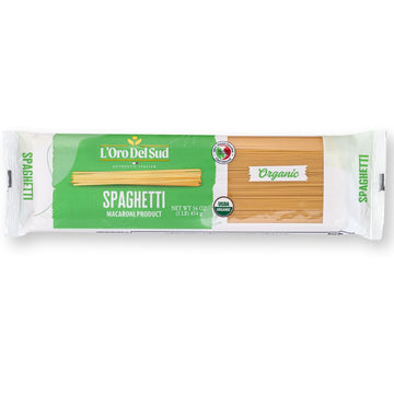 L'Oro Del Sud Organic Spaghetti, 100% Durum Wheat, Non GMO, Vegan, Kosher Certified, and Imported From Italy, Premium Quality Pr