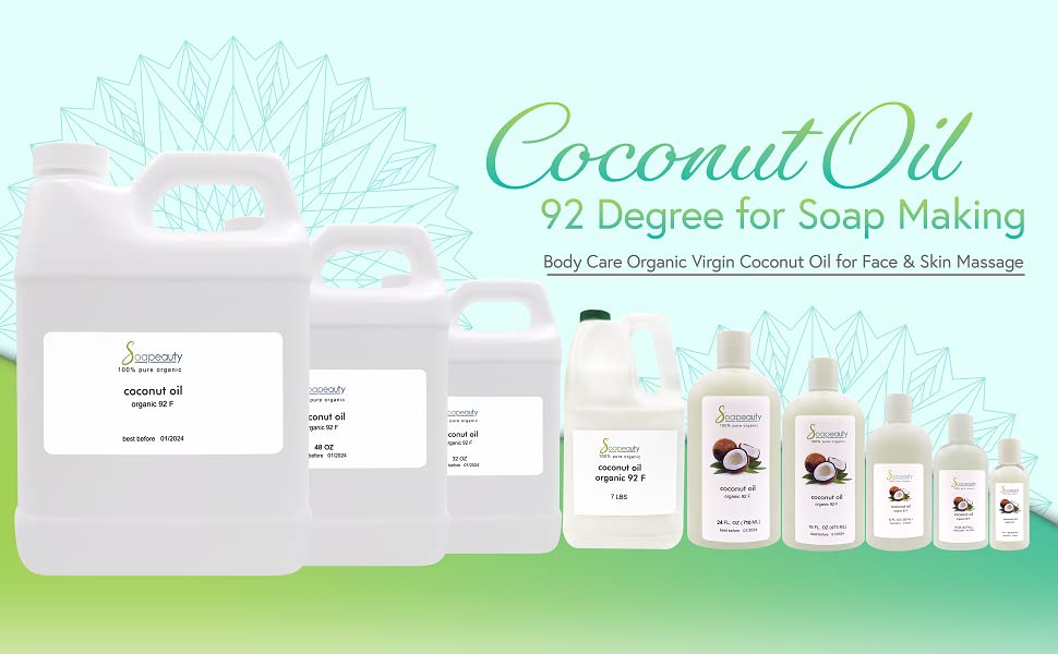 COCONUT OIL 92 DEGREE REFINED BLEACHED 100% PURE COLD PRESSED (7 LBS/ 1 GALLON)