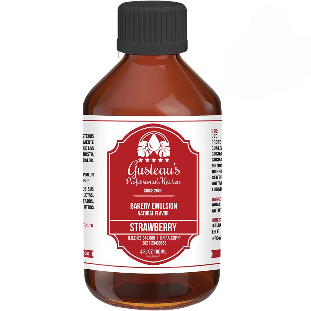 Gusteau's - Strawberry Flavor Bakery Emulsion, 4 fl oz (100ml) (Strawberry)