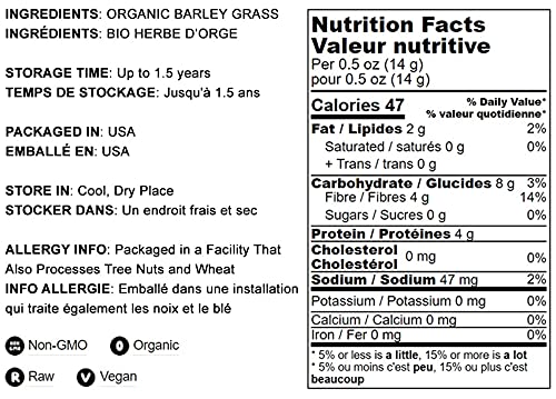 Food to Live Organic Barley Grass Powder, Non-GMO, Vegan, 12 Ounces