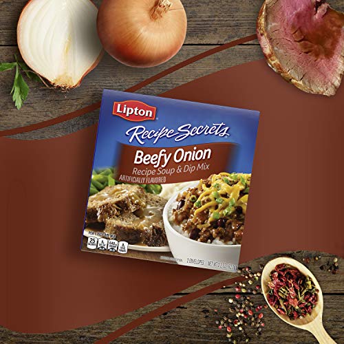 Lipton Recipe Secrets Soup and Dip Mix For a Delicious Meal Beefy Onion Flavor Great With Your Favorite Recipes 2.2 oz 2 Count