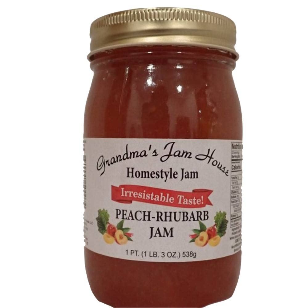 Grandma'S Jam House All Natural Usa Made Homestyle Peach Rhubarb Jam, 19 Oz
