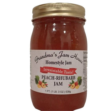 Grandma'S Jam House All Natural Usa Made Homestyle Peach Rhubarb Jam, 19 Oz