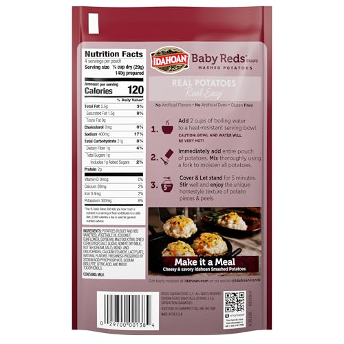 Idahoan, Mashed Potatoes, Baby Reds With Skins And Creamy Butter, 4 Oz