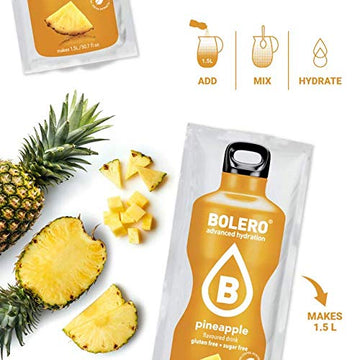 BOLERO - Pineapple Flavored, Sugar Free and Low Calorie Powdered Drink Mix, Makes 1/2 Gallon for Strong Flavor or 1 Gallon for M