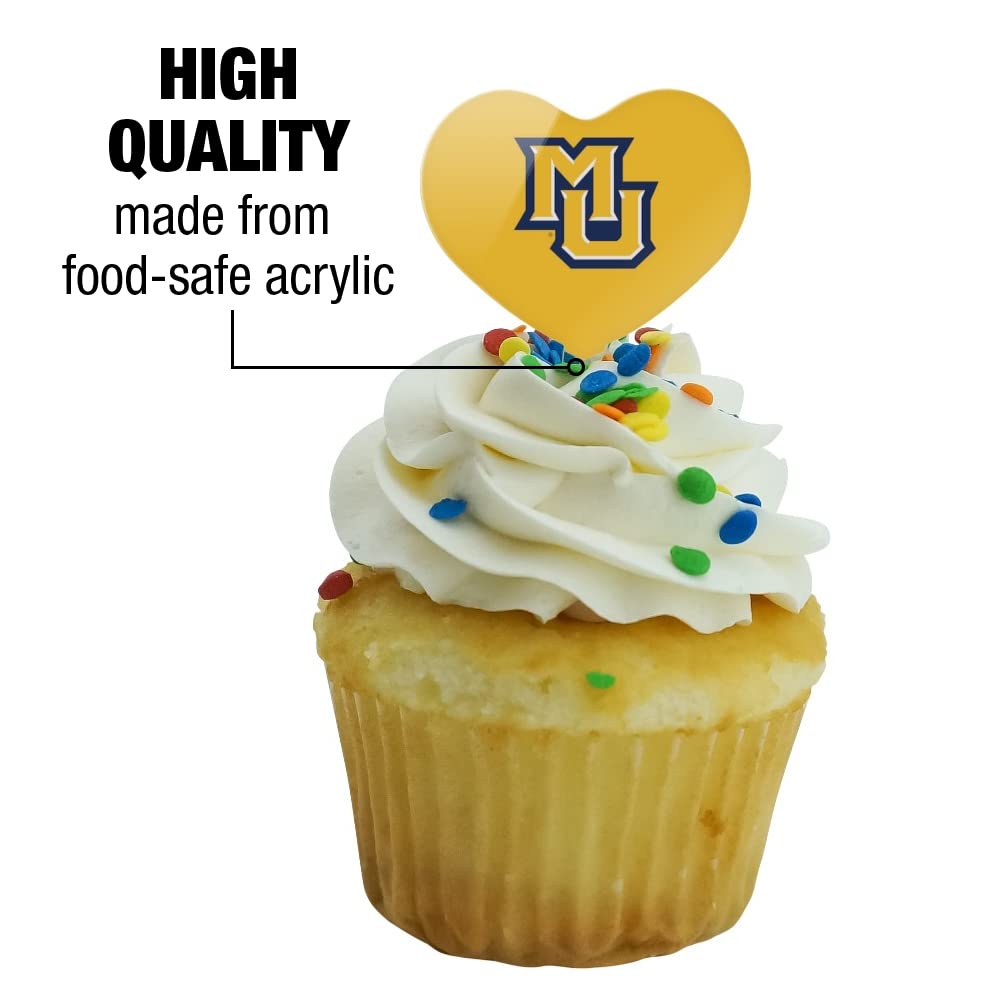 GRAPHICS & MORE Heart Cupcake Picks Set of 6, Acrylic, Marquette University, One Size