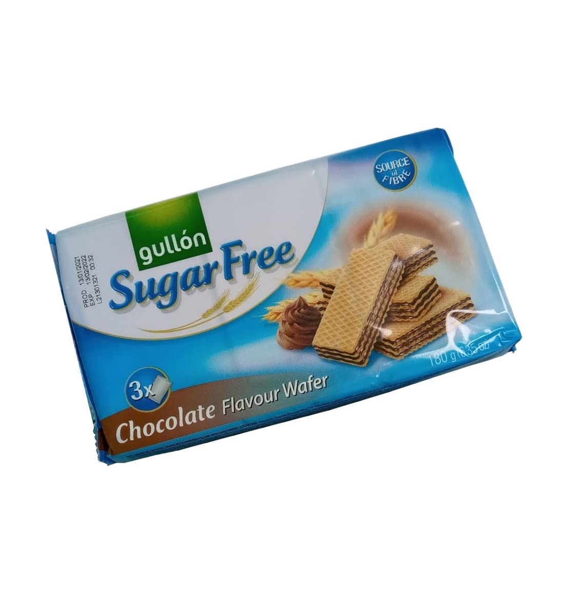 Gullon Sugar Free Wafers Chocolate 180G - Pack Of 2