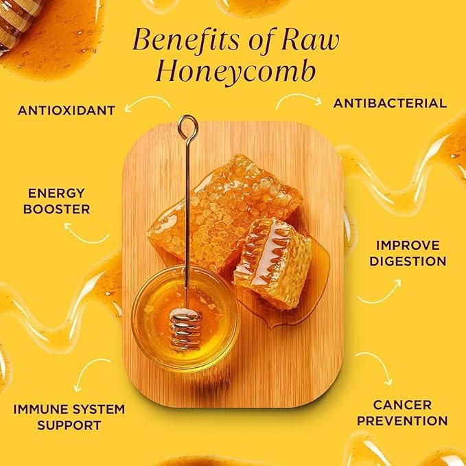 Pure Southern Honey 100% Raw Edible Honeycomb - Unheated, Non-GMO, All-Natural, 7 oz